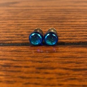 Ocean blue blown glass earrings
